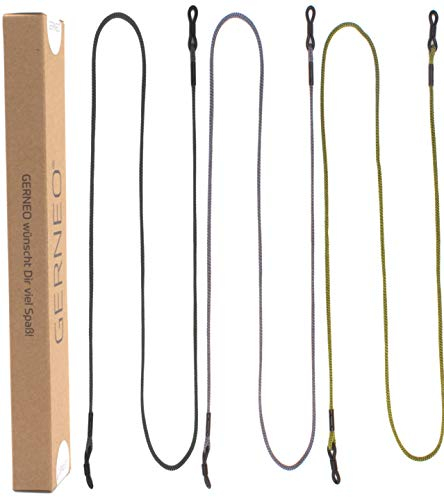 GERNEO® - DAS ORIGINAL - Premium Brillenband & Brillenkordel Unisex für Lesebrille & Sonnenbrille - schwarze Halter - schwarz/grün/grau - extra lang - 3er Pack