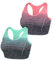 Sykooria Damen Sport BH Gepolstert Bustier Damen BH ohne Buegel Racerback Push up BH mit Farbverlauf Sport Top für Yoga Fitness, 2 PCS, Grün+pink, S