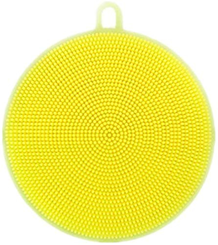 EliteKoopers Yellow Silicone Dish Washing Sponge Scrubber Cleaner Pad for Kitchen (1 Pcs)