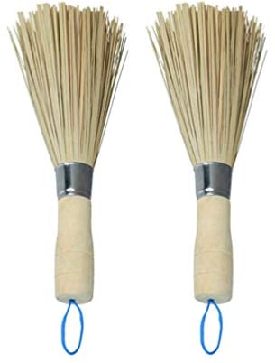 UPKOCH Lot de 2 brosses de nettoyage en bambou pour wok et wok - Pour la maison et le restaurant