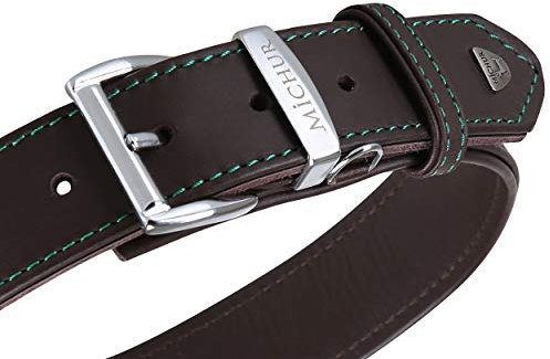 MICHUR Classica Hundehalsband Leder, Lederhalsband Hund, Halsband, Braun, Leder, in verschiedenen Größen erhältlich
