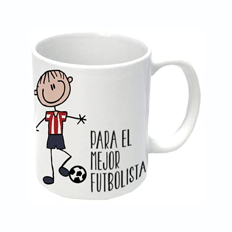 LINFORMAL tazas originales para regalar deportes | taza futbol | taza de cerámica de 350ml de capacil pasión futbolera (FUTBOLISTA ROJO BLANCO)