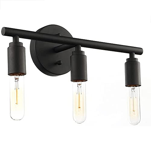 Mengjay Trade Lámpara de pared,Aplique Espejo Baño Vintage con 3 Luces, Lámpara de Espejo Baño de Hierro Negro, Aplique Pared, Luz de Espejo de Baño, Zócalo E27, Bombilla no Incluida. (Estilo negro)