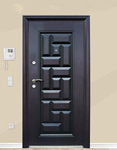 Porta Blindata 84x190 Design Semplice Moderno Portoncino Blindato Scuro Con Apertura Sia A Destra Che A Sinistra P1 (Apertura interna sinistra)