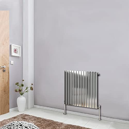 Blümme 600 x 884mm Designer Horizontal Single Flat Panel Bathroom Heater Central Heating Radiators Chrome