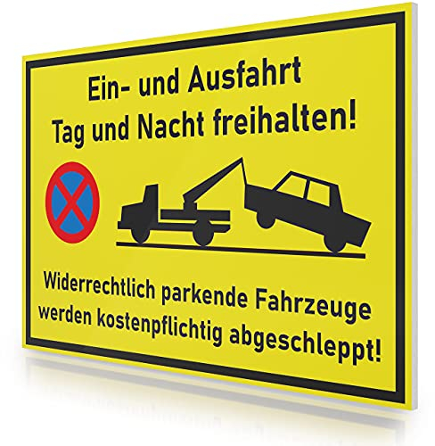 FLAGLY Premium Einfahrt freihalten Schild 30x20cm aus 3mm PVC Hartschaumplatte MADE IN GERMANY - stabiles Hinweisschild/Warnschild, wetterfest & UV-beständig - Einfahrt freihalten Schilder