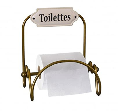 MAISONICA Vintage French Style Toilet Roll Holder Antique Gold Metal Wall Mounted