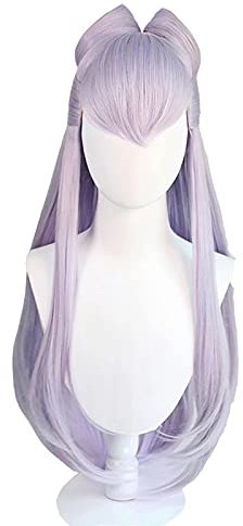 WHBHD Spiel Kda. Baddest Evelynn Cosplay Perücken Kda. Cosplay Lange lila Perücken mit Brötchen wärmebeständige synthetische Haare + Wig-Kappe