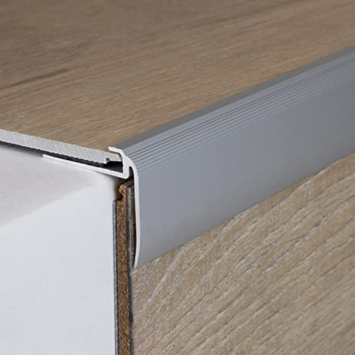 PROVISTON | Einschubprofil | Aluminium eloxiert | Silber | Breite 31 mm | Höhe 4.5 mm | Länge 2700 mm | Gebohrt | Abschlussprofil | Einfassprofil | Abschlussleiste | Bodenprofil | 1 Stück