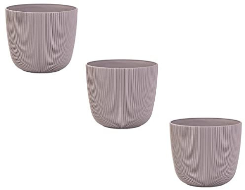 Gariella 3X Flieder moderner Blumentopf mit Drainagesystem Pflanztopf-Kübel widerstandsfähig rund wetterfest Kunststoff Ø 12 cm