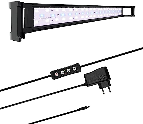Yakimz LED Aquarium Beleuchtung, Aquariumbeleuchtung Lampe Weiß Blau Licht 25W Aquarium Lampe mit Verstellbarer Halterung für 90-110CM Süßwasser-Aquarien