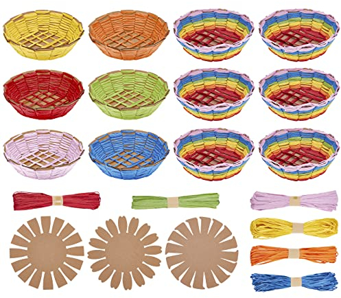 FREEBLOSS 12-teiliges Korbweberei-Set mit Video-Tutorial Osterkorb für Anfänger, kreative gewebte Schale, geeignet für Studenten, Kunst- und Bastelprojekte und fortgeschrittene Version Korbaktivitäten