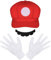 Aomig Kostüm Zubehör Mütze, Faschingkostüme Hüte mit Schnurrbärte Handschuhe, Super-Brüder Kostüm Hut Cap für Karneval Halloween Rollenspiel für Erwachsener Herren Damen(Rot)