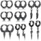 JeweBella 8Paare Ohrringe Herren Edelstahl Vintage Ohrringe Creolen Anhänger Feder Blitz Hypoallergen Punk Gothic HipHop Cool Ohrringe Knorpel Set für Männer Damen Schwarz/Silber