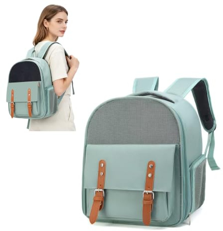 PETCUTE Hunderucksack bis 8kg,Haustier Hunde Katzen Rucksack mit Innerer Sicherheitsleine,Atmungsaktive Katzenrucksack Große Katzen mit Fenster,Abnehmbare Matte,für Hunde Katzen Haustiere