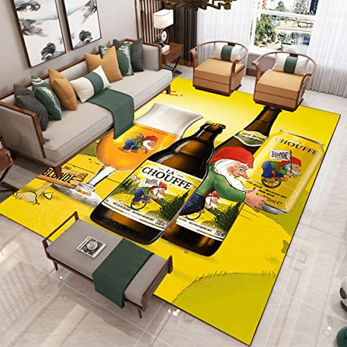 bailongma Bier Brand Print Flanell Teppich Weich Belgien Teppich Lustige Bar Club Dekor Anti Rutsch Bodenmatte D2076 140×200CM