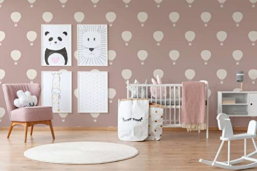 New Walls Tapete Kinderzimmer Mädchen rosa creme mit Heißluftballons – 10,05 x 0,53 m