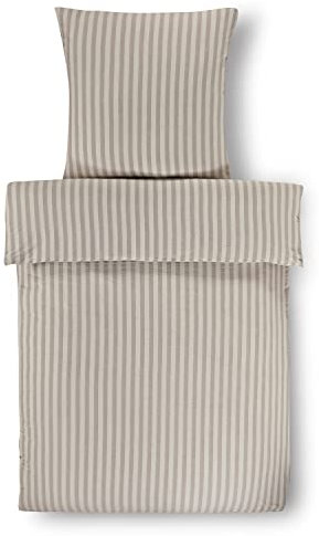 Stupendo 2 teilig Seersucker Bettwäsche Bettgarnitur Set Bettdeckenbezug 135x200 cm - 1 x Kissenbezug 80x80cm - mit Reißverschluss Oeko-TEX Zertifikat Beige - Creme