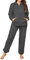 RITOSTA Pigiama Donna Invernale Felpato Pigiama Invernale in Pile Morbido Pigiami Stitch Lungo Pigiama Natalizio Tuta Termica Due Pezzi Donna con Felpa Pile di Cerniera,Pantalone (Grigio Scuro,L)