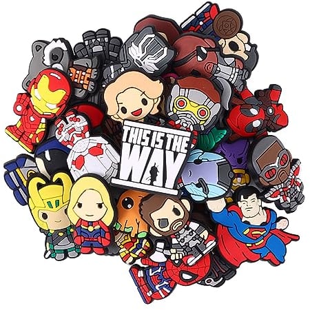 30pcs Hero Shoe Charms for Croc Shoes Cartoon Decoration, Cool Shoe Charms Pack with Different Shapes for Girls and Adult, Bracelet Wristband Charms Party Gifts