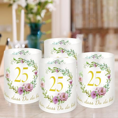 12 Windlicht Tischdeko 25 Hochzeitstag, Deko 25 Hochzeitstag Mann Frau, 25 Hochzeitstag Tischdeko, Schön DASS Du Da Bist (25 Hochzeitstag)