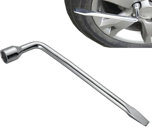 CLKE Reserveradschlüssel, Typ L, starkes Drehmoment, 17 mm, Demontage für Rad, flacher Kopf, multifunktional, spart Mühe, für Kfz-Reparatur (Silber)