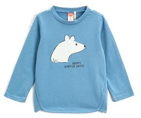 Koton Babyboy Polar Bear Printed T-Shirt Long Sleeve Crew Neck