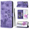 LSPCASA Cover Per Samsung Galaxy A35 Materiale In Pelle PU Cover Samsung A35 5G Con Slot Per Schede Reticolo Della Farfalla Del Gatto Custodia Samsung Galaxy A35 Porpora
