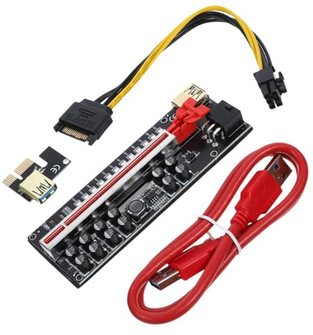 Carte Adaptateur Pcie Riser Alimentée 1x vers 16x PCB, 1 Set | Connecteurs 16a 6 Broches, Transmission Rapide des Données, Solution pour L’alimentation Couleur Aléatoire