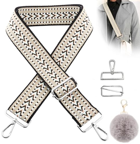 Eniyou 1 pcs Taschengurt Schultergurt für Taschen Taschengurt Breit 5cm Taschengurte Zum Wechseln Taschenriemen Taschenband Gurt füR Handtasche Bag Strap LäNge 75-145cm mit 1 pcs Grauer PlüSchanhäNger