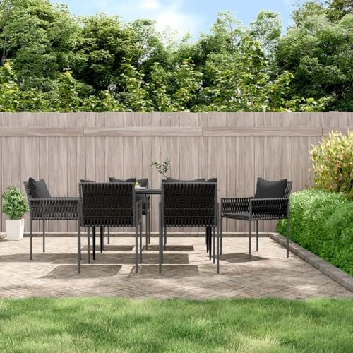ARKEM Gartenstühle mit Kissen 6 STK. Schwarz 54x61x83 cm Poly Rattan Rattansessel Sklum