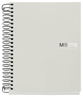 Miquelrius - Notizbuch A6 Notebook The Original, 6 farbige Streifen, blickdichter Einband aus Polypropylen, Größe 105 x 148 mm, ohne Bohren, 150 Blatt 70 g/m², kariert, 5 mm, grau