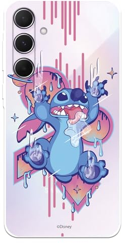 Schutzhülle kompatibel mit Samsung Galaxy A55 5G, offizielles Disney Stitch Graffiti, zum Schutz Ihres Handys, transparent, flexibel, mit offizieller Lizenz von Lilo & Stitch