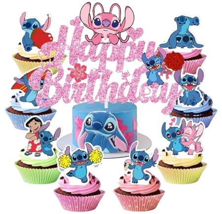 25 Stück Anime Kuchen Deko, Deko Geburtstag Mädchen Geburtstagsdeko Jungen Mädchen Cartoons Kuchen Topper Set für Birthday Party Dekoration Blue cartoon Cake Toppers zum Kinder