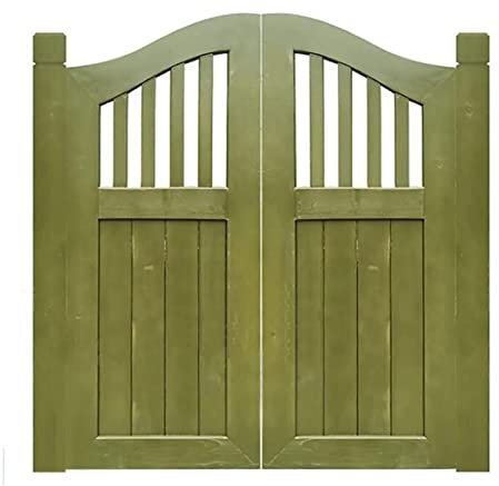 Saloon Cafe Swinging Doors, Solid Wood Double Open Half Waist Door, Auto Close Fence Gate Garden Bar Door Entrance(Green 90x85cm)