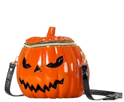 Extolove Kürbis-Geldbörse, lustige Halloween-Geldbörsen und Handtaschen, Kürbis-Crossbody-Taschen, A-Orange