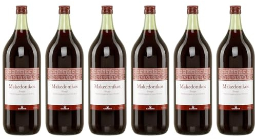 Makedonikos Cambas rot halbtrocken 6x 2,0l | Halbtrockener Rotwein aus Griechenland | 12% Vol. | +20ml Jassas Olivenöl