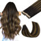 MAXITA Tape-in-Haarverlängerungen, Echthaar, Balayage, Dunkelbraun bis Kastanienbraun, 45 cm, 100 g, 40 Stücke, Echthaar-Extensions, natürliche Haarverlängerungen, Remy-Glatthaar