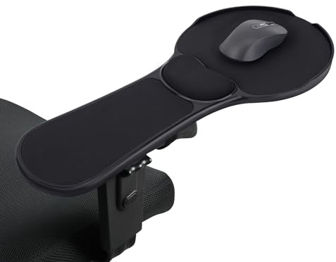 YuPinDiZu Verbessertes Mauspad mit ergonomischer Armlehne, verstellbares Mauspad mit Handgelenkkissen, Stuhlarm-Mauspad, Schwarz