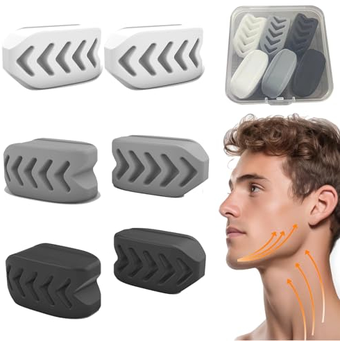 TREABEAR 6Pcs Silikon Jawline Trainer, Kiefer Trainer, Trainer Jawline, Jaw Trainer, Kiefertrainer für Männer Und Frauen, Gesichtstrainer, Doppelkinn Entferner Kreieren Sie Eine Perfekte Kieferpartie