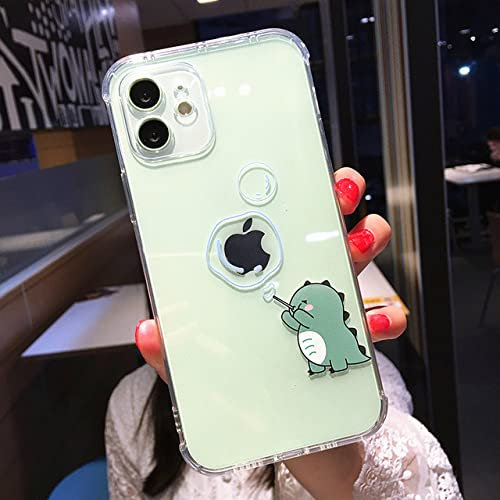 SSLQYLEE Cute Cartoon Animal Dinosaur Phone Case for iPhone 11 12 Pro Max XR XS Max X 7 8 Plus Soft TPU Clear Shockproof Back Bubble Dinosaur for iPhone 11