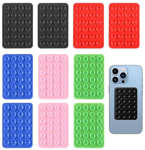 GMHLLES 10 PCS Phone Holder - Rectangular Silicone Suction Pad - Multipurpose - Perfect for Car and Home - Five Colors