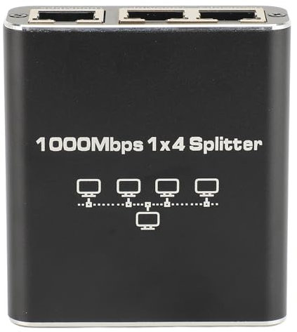 Splitter Ethernet, Splitter Gigabit Ethernet, Splitter di Rete Hub Ethernet a 4 Porte, Hub LAN di Rete Ad Alta velocità Alimentato Tramite USB da 1 a 4 con Involucro in Lega di