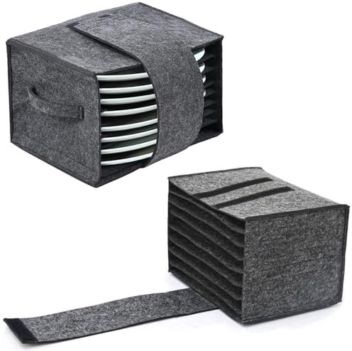 Filz Geschirrhalter, Praktische Teller Aufbewahrung, Tellerhalter Filz für 8 Teller, Tellerhalter Wohnmobil Filz, für Camping,Wohnmobile,Wohnwagen, Grau