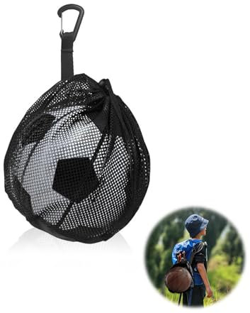 YMTWSRY Ball Bags for Football, Single Basketball Bag 10 X 12 Inch Drawstring Sport Equipment Storage Net Bag with Zipper Pocket Mesh Buckle Clip Sling Backpack for Volleyball Soccer