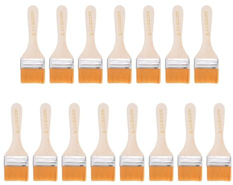 sourcing map 15pcs Paint Brushes 2 Paint Brush Nylon Flat Wall Paint Brush Soft Bristle with Wood Handle for Painting DIY Latex Paints Furniture Cabinets Fences, Orange