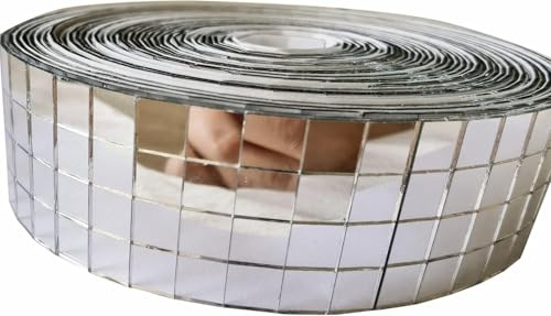 Silbernes selbstklebendes Glasspiegel-Mosaik, 2400 Stück, 5 x 5 mm, Spiegelfliesen für DIY Discokugel, Cowboyhut, Vase, Flasche, Innendekoration