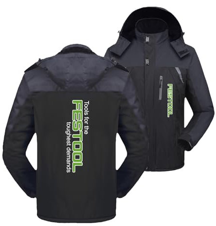 Seroni Veste De Montagne Zippée pour Homme pour FE.St.O.O.L Coupe-Vent De Couleur Contrastée Manteau Coupe-Vent Capuche Amovible Vêtements D'extérieur Hauts-Black||XXL