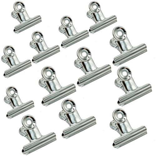 Metal Bulldog Binder Clip, 13 Pack 63 mm/50 mm großer Reißverschluss Papier-Clips Große Clips aus beschichtetem Stahl für Lebensmittelbeutel, Bilder, Kunsthandwerke, Home Office Supply