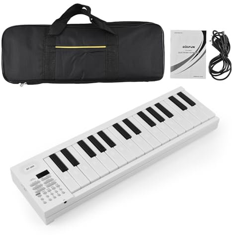 SHUAIGUO Faltbares elektronisches Klavier mit 61 Tasten, multifunktionale elektronische Klaviertastatur mit LED-Anzeige, eingebautem wiederaufladbarem Akku, tragbares Musikinstrument, Digitalpiano mit